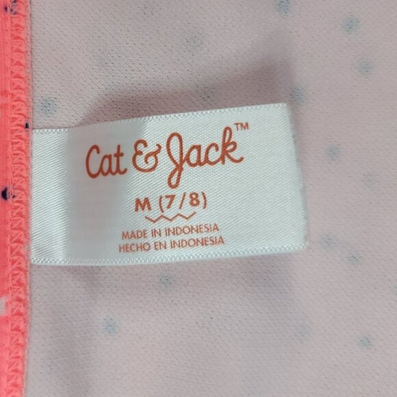 Cat & Jack Girls 3 Piece Swimsuit Blue Pink Size 7 Medium Anchor Dots Rashguard - Picture 13 of 16